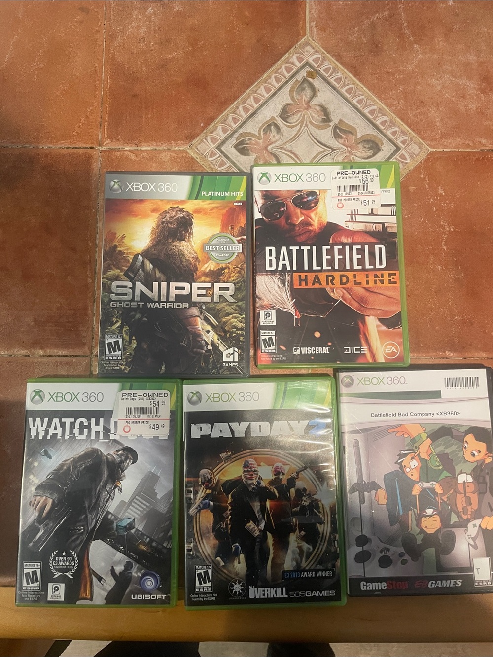 Green Case - Battlefield Hardline Video Game asst of 5 Xbox 360 games